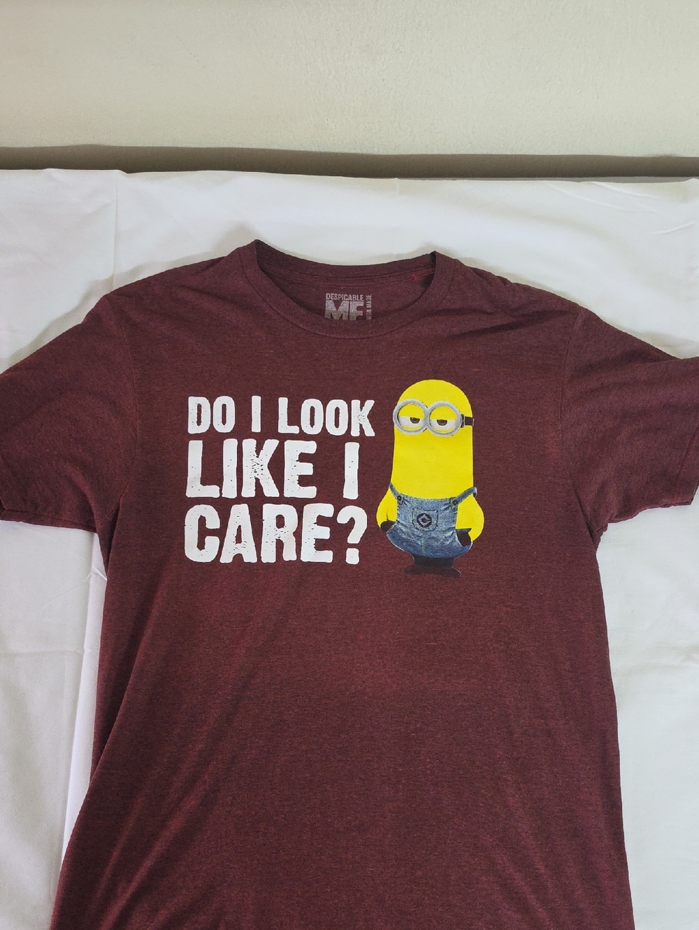 Universal Maroon Short Sleeve Tee with Yellow Minion Graphic
